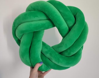 Knoopkussen, groen kussen, moderne knoopkussens, groen knoopkussen, knoopkussen, groen plat kussen, decoratief kussen, groene knoop