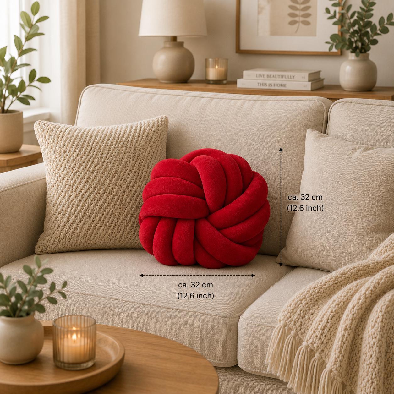 Rot Knotenkissen Knoten Kissen Dekokissen Modernes Design Sofakissen Wohnzimmer Deko Minimalistisches Kissen Geschenkidee