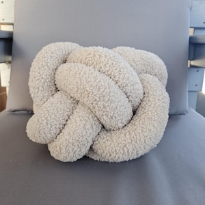 Light Beige Pillow, Boucle Knot Pillow, Boucle Knot Cushion, Modern Knot Pillows, Daybed Cushion, Sofa Throw Pillow, Ball Throw Pillow