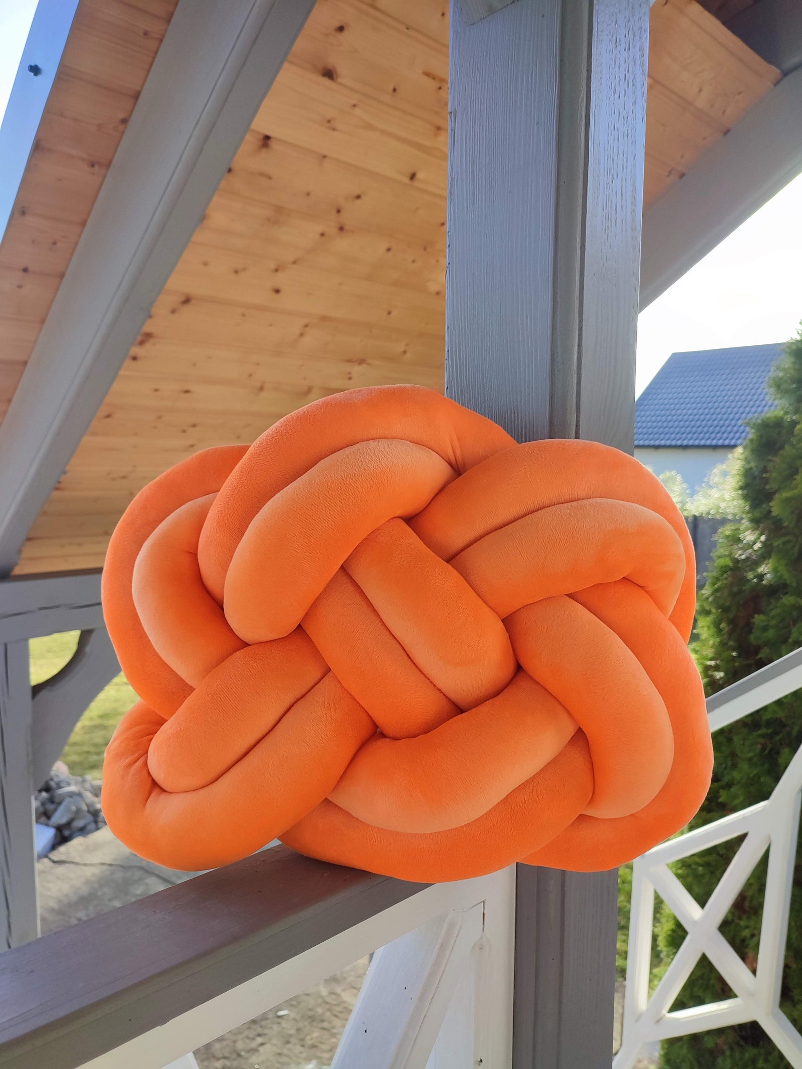 Knot Pillow Pretzel Pillow Modern Knot Pillows Orange Knot Etsy