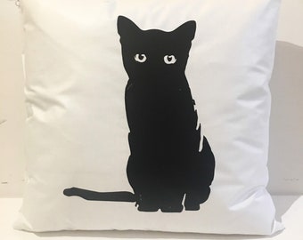 Cat lover gift, Black cat pillow, Pillow with animal, Cat Pillowcase, Throw pillow, Cat pillow, Cat lover, Kitten Pillowcase