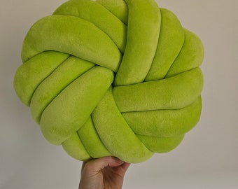 Lime Knot Pillow, Knot Cushion Pillow, Accent Pillow for Couch, Soft Knotted Ball, Chair Home Decor, Daybed Cushion, Dorm Room Decor