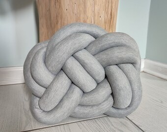 Heather Grey Knot Pillow Knot Cushion Accent Decorative Pillow