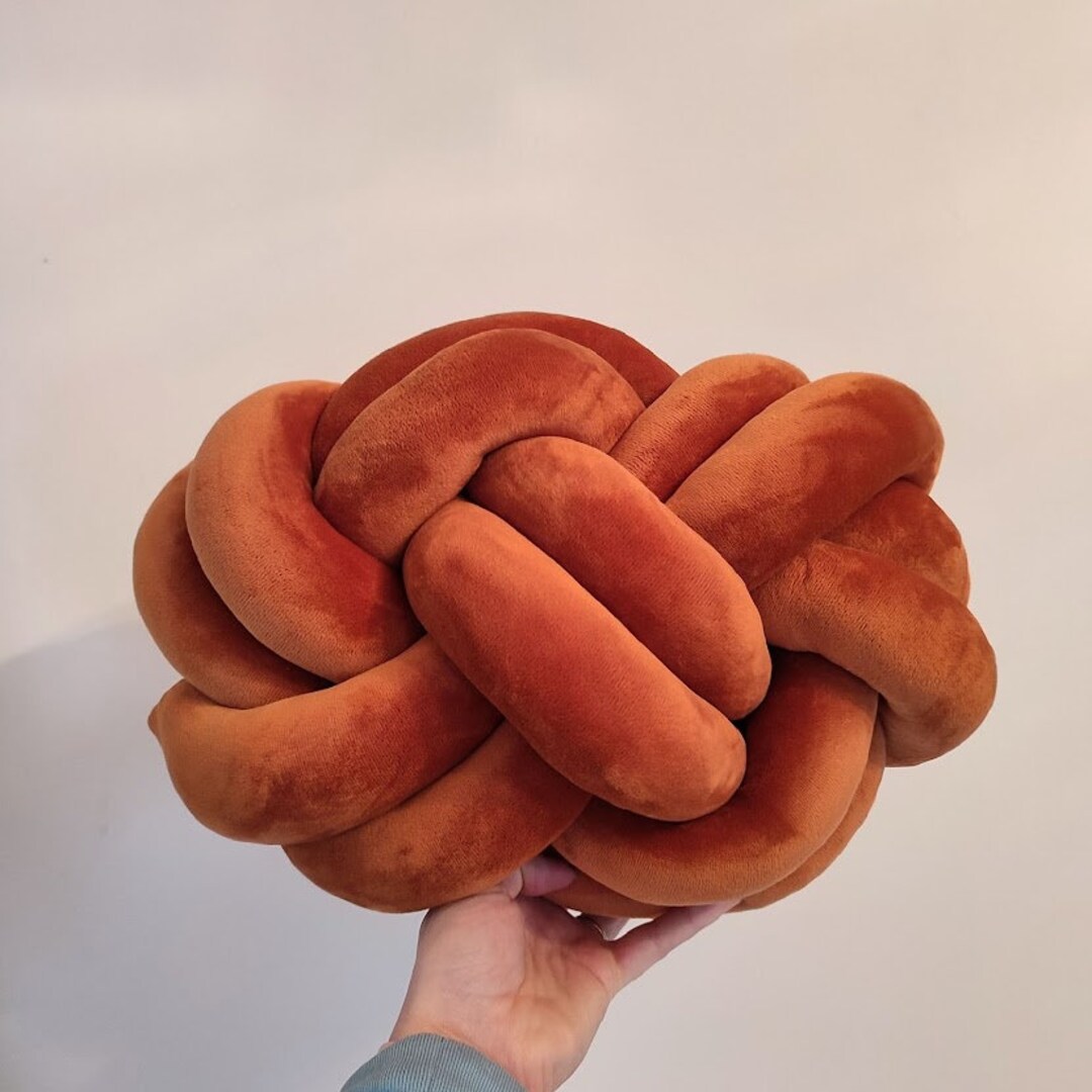 Knot Pillow, Pretzel Pillow, Modern Knot Pillows, Orange Cooper Knot
