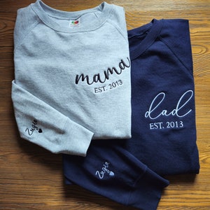 Embroidered Mom Dad Sweatshirt: Custom Est. Date & Kids Names