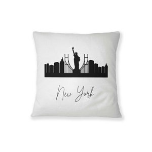 Horizonte de Nueva York, Paisaje urbano de Nueva York (EE. UU.), Arte del horizonte de Nueva York, Almohada con el horizonte de Nueva York, Almohada con ubicación, Funda de almohada de Nueva York, Almohada de Nueva York