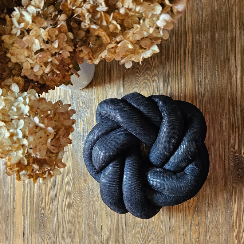 Almohada de nudo, almohada de nudo de serpiente negra, cojín de nudo, cojín de nudo de serpiente negro, almohada de serpiente negra, almohada de nudo grande, almohada de suelo grande imagen 9