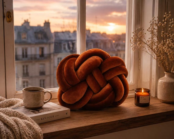 Dunkelorange Knotenkissen Dekokissen Knoten Kissen Designer Kissen Modernes Wohnzimmer Deko Sofakissen Minimalistische Wohndeko Geschenk