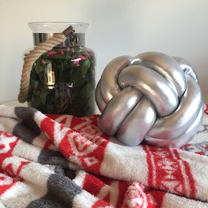 Knot Pillow, Silver Knot Pillow, Knot Cushion, Knot Cushion, Large Floor Cushion, Large Knot Pillow, Large Floor Pillow, Ball Pillow