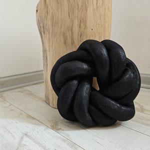 Almohada de nudo, almohada de nudo de serpiente negra, cojín de nudo, cojín de nudo de serpiente negro, almohada de serpiente negra, almohada de nudo grande, almohada de suelo grande imagen 3