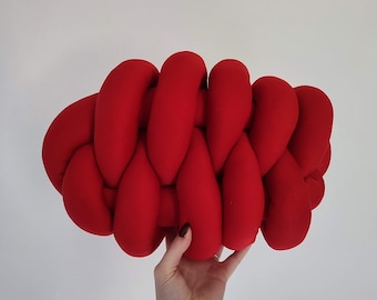 Knot Pillow, Red Knot Pillow, Red Knot, Red Pillow, Knot Cushion, Large Floor Cushion, Large Knot Pillow, Large Floor Pillow, Red Cushion