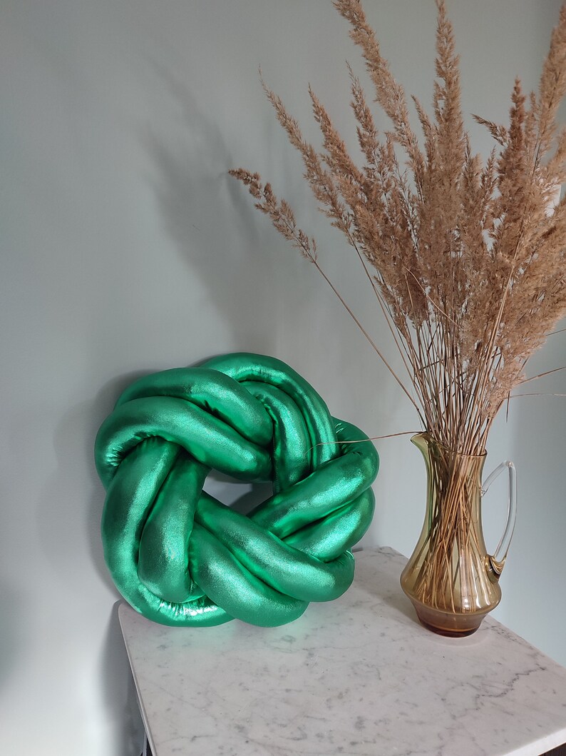 Knot Pillow, Knot Green Pillow, Modern Knot Pillows , Knot Cushion, Decorative Cushion, Knot Floor Cushions, Scandinavian Pillow, Green Knot image 3