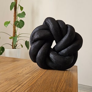 Almohada de nudo, almohada de nudo de serpiente negra, cojín de nudo, cojín de nudo de serpiente negro, almohada de serpiente negra, almohada de nudo grande, almohada de suelo grande imagen 8