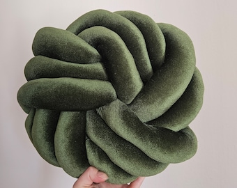 Forest Green Knot Pillow, Knot Cushion Pillow, Accent Pillow for Couch, Soft Knotted Ball, Chair Home Decor, Daybed Cushion, Dorm Room Decor