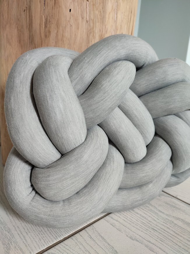 Heather Grey Knot Pillow Knot Cushion Accent Decorative Pillow