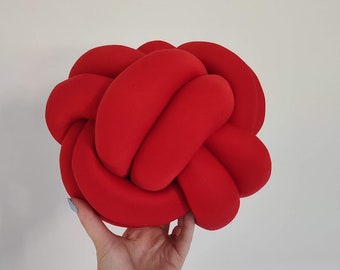 Knot Pillow, Red Knot Pillow, Red Ball Knot, Red Pillow, Red Knot, Knot Cushion, Large Floor Cushion, Large Knot Pillow, Large Floor Pillow