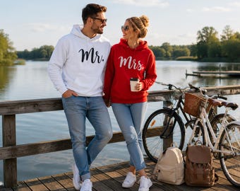 Bluza z kapturem dla pana i pani, pasujące do siebie bluzy dla par, bluzy z kapturem dla par, prezent ślubny dla panny młodej i pana młodego, bluza z nadrukiem na miesiąc miodowy, prezent rocznicowy