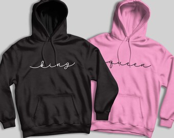 King Queen Hoodies, Couples Hoodie, Couple Hoodies, King Queen Hoodies, Matching Hoodies, King and Queen Sweatshirts, Just Married Tshirt