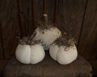 Set of 3 Primitive Handmade Fall Pumpkin Tucks, Bowl Fillers