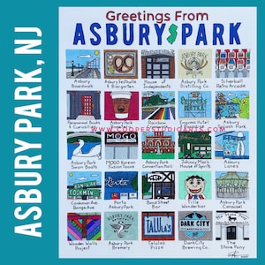 Asbury Park, New Jersey- Hand Drawn 11”x14” PRINT | AP | Asbury | New Jersey | NJ | Realtor Closing Gift | Housewarming Gift |