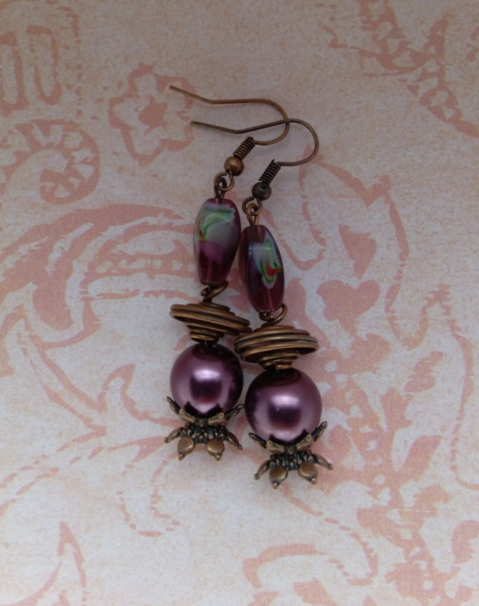metallic pearl earrings