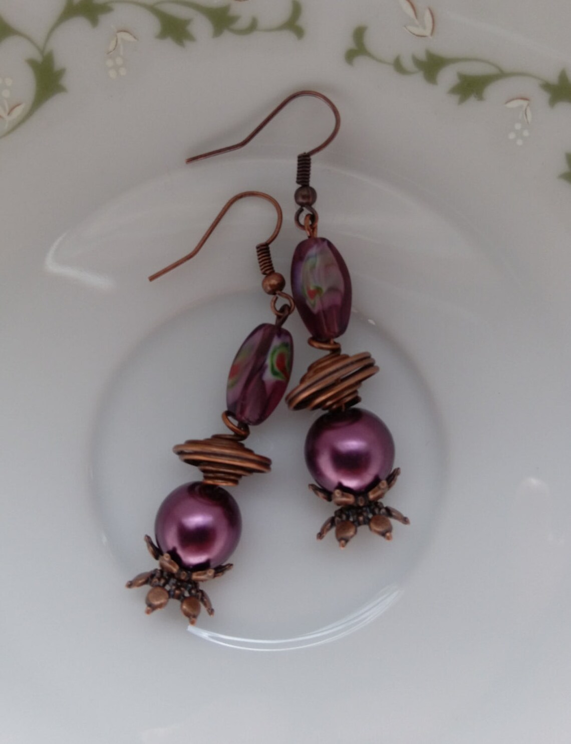 metallic pearl earrings