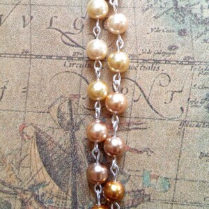 Earrings, Pearl Earrings, Elegant 6 Tone Gold Pearl Earrings Dangle Drop with Sterling Silver Ear Clips Hand Made