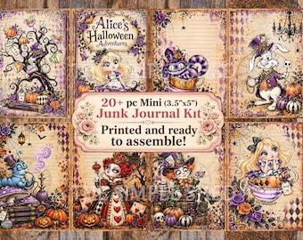 Mini Printed Halloween Alice Junk Journal Kit