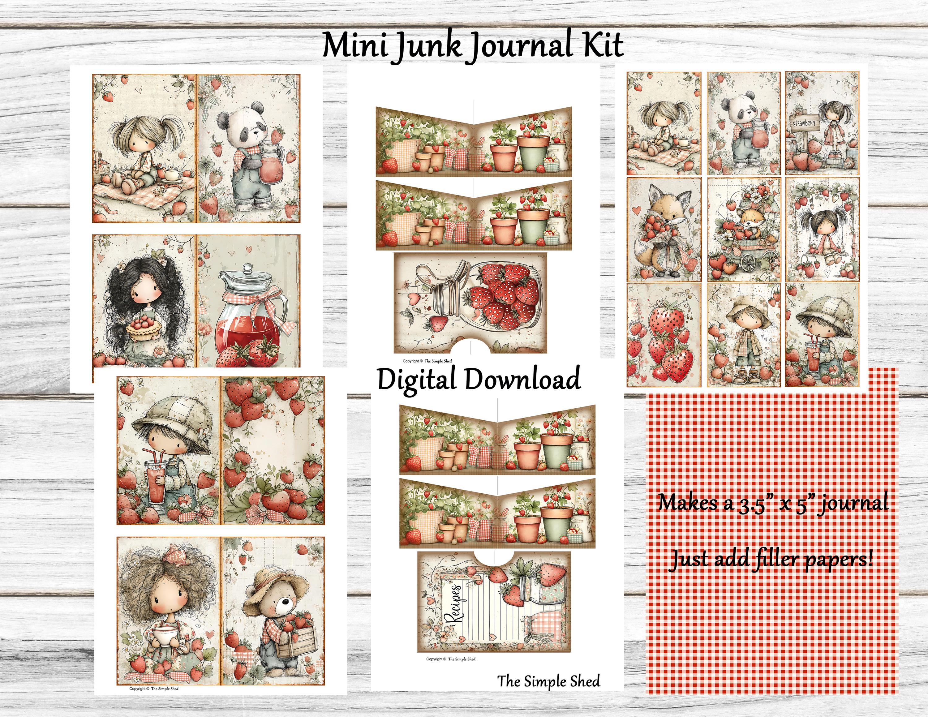 Mini Junk Journal Kit Printable Digital Strawberries - Etsy
