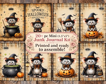 Mini Printed Halloween Mice Junk Journal Kit