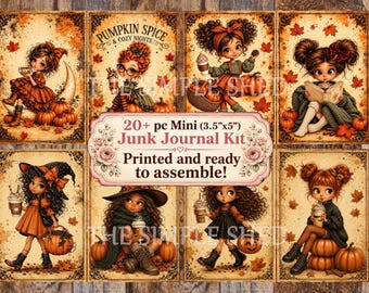 Mini Printed Fall Autumn Pumpkin Spice Coffee Junk Journal Kit