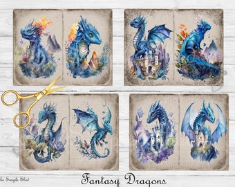 Fantasy Dragons Digital Junk Journal Set