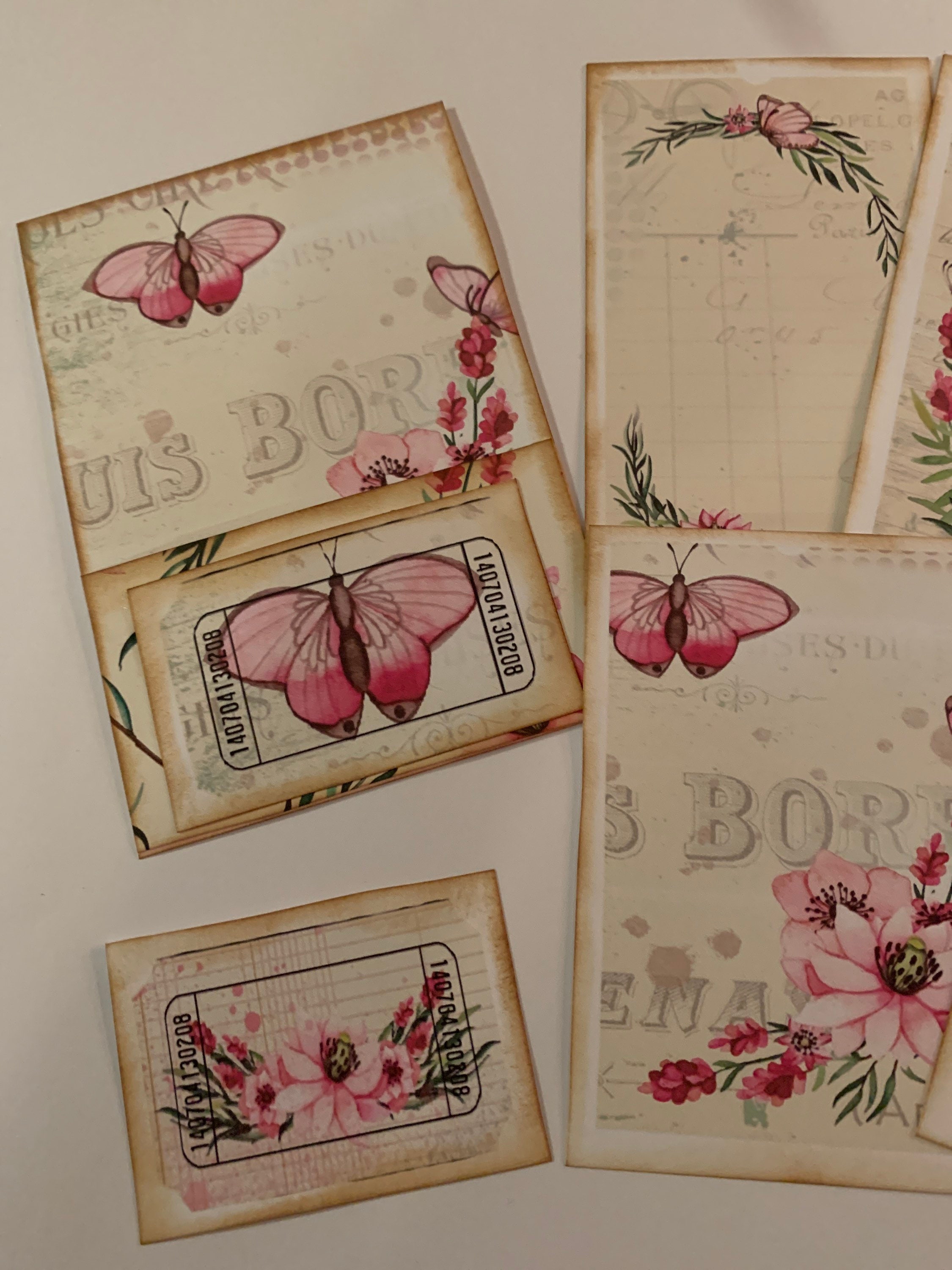 Pink Butterfly Junk Journal Stuffed Pocket - Etsy
