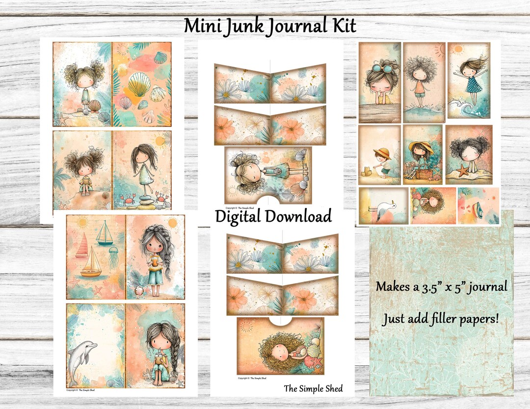 Mini Junk Journal Kit Printable Digital Download Beachy - Etsy