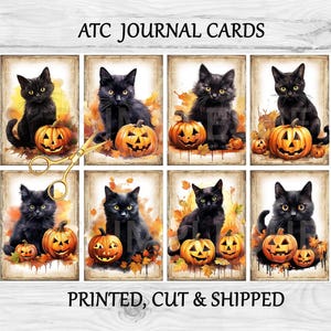 Halloween Black Cats  Junk Journal ATC Cards Printed & Shipped