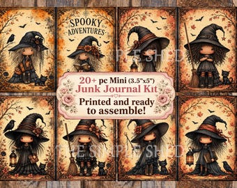 Mini Printed Fall Autumn Halloween Gothic Junk Journal Kit