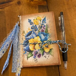 Mini Yellow Blue Florals Junk Journal