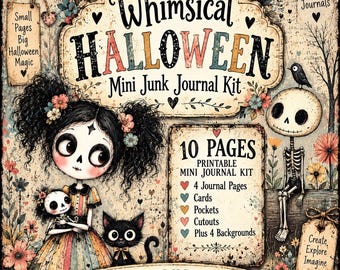 Mini 3.5"x 5" Digital Day of the Dead Junk Journal Kit