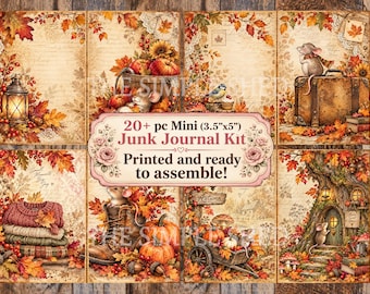 Mini Printed Fall Autumn Mice Junk Journal Kit