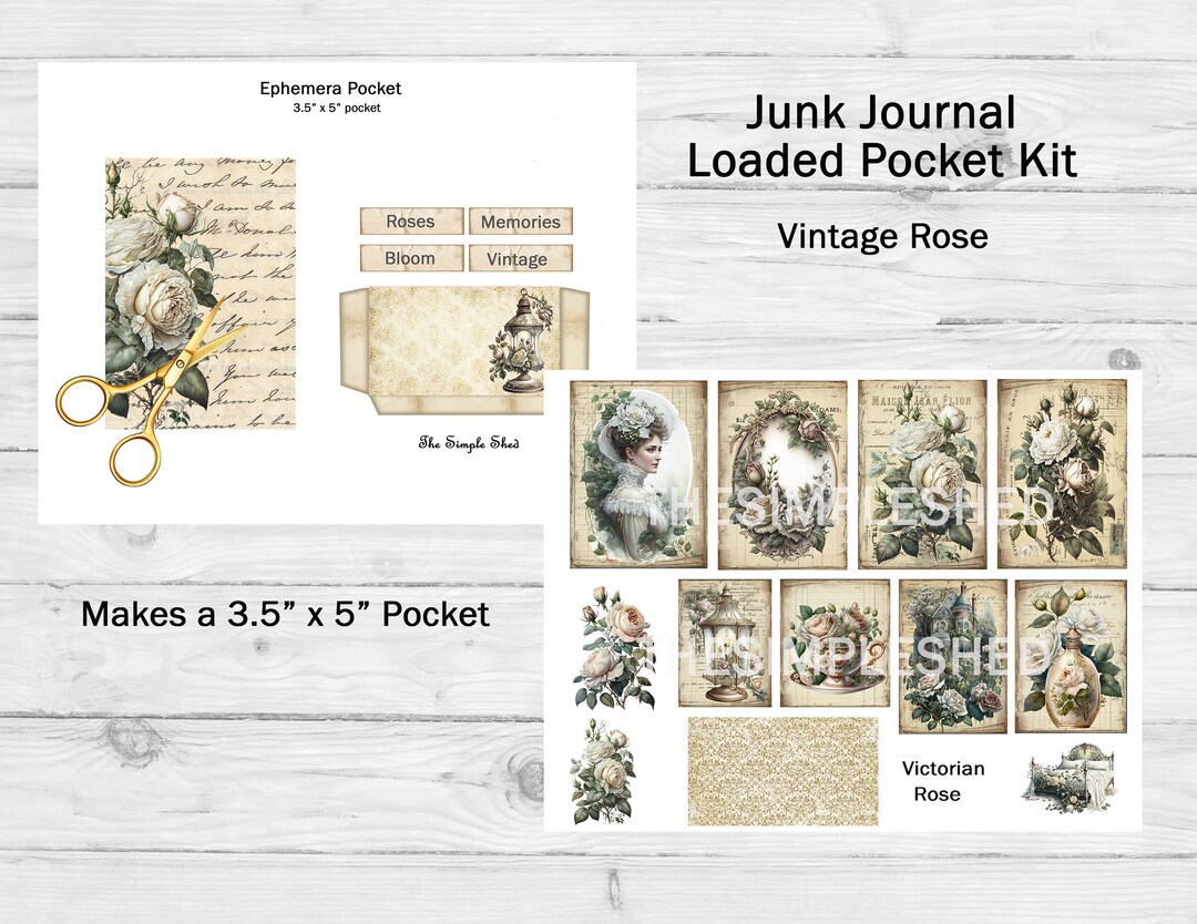 Vintage Rose Digital Junk Journal Loaded Pocket Kit - Etsy