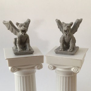 NEW! Miniature Set of 2 Gothic Gargoyle Statues - Dollhouse / Mythical / Gothic Diorama Decorations