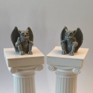 Detailed Miniature Gargoyles for Gothic Dollhouse Decorations and other Fantasy Mythical Diorama Projects - Set of 2 - 1:12 Scale