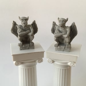 NEW! Miniature Set of 2 Gothic Gargoyle Statues - Dollhouse / Mythical / Gothic Diorama Decorations