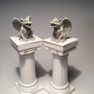 NEW! Set of 2 Miniature Plastic Gothic Gargoyle Statues - Dollhouse / Fantasy Diorama Decorations - 1:12 Scale