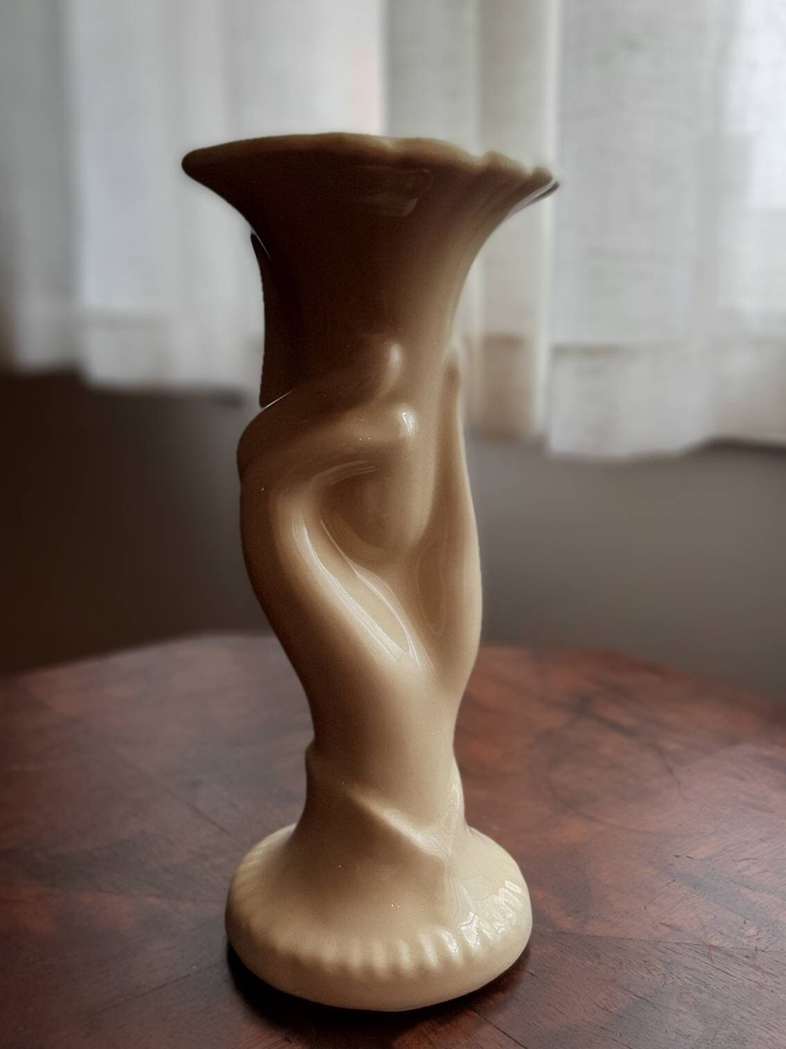 Vintage USA Pottery Hand Vase Trumpet Flower Etsy