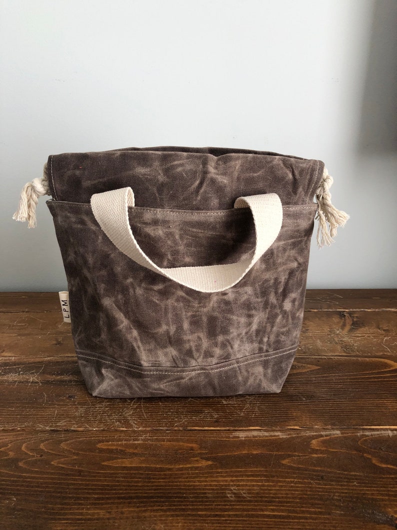 Waxed canvas project bag knitting bag handbag sac tricot Etsy