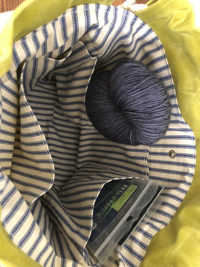 Waxed canvas project bag knitting bag handbag sac tricot Etsy