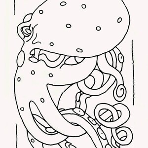 Octopus: Mindfulness Relax Calm Stressless Art Therapy Adult Zentangle Doodle Zen Coloring Page Bookmark Printable Instant Digital Download
