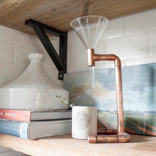 Copper and Glass Pour Over Coffee Maker - Coffee Dripper - Copper Pipe Coffee Maker