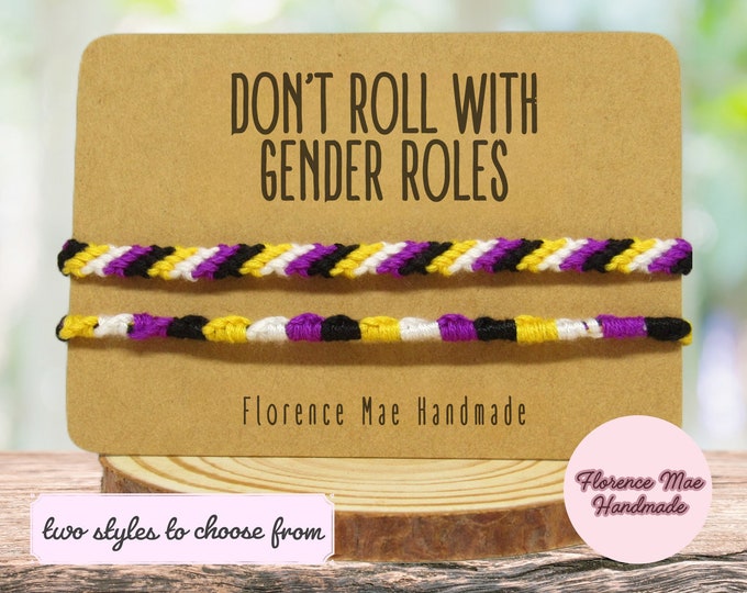 Nonbinary Pride Flag Beaded Gemstone Bracelet - Etsy